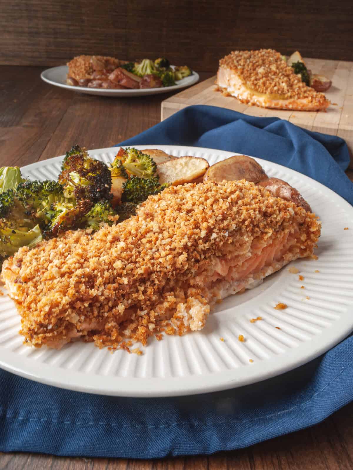 Baked Salmon with a Dijon Breadcrumb Crust Balancing Bowls