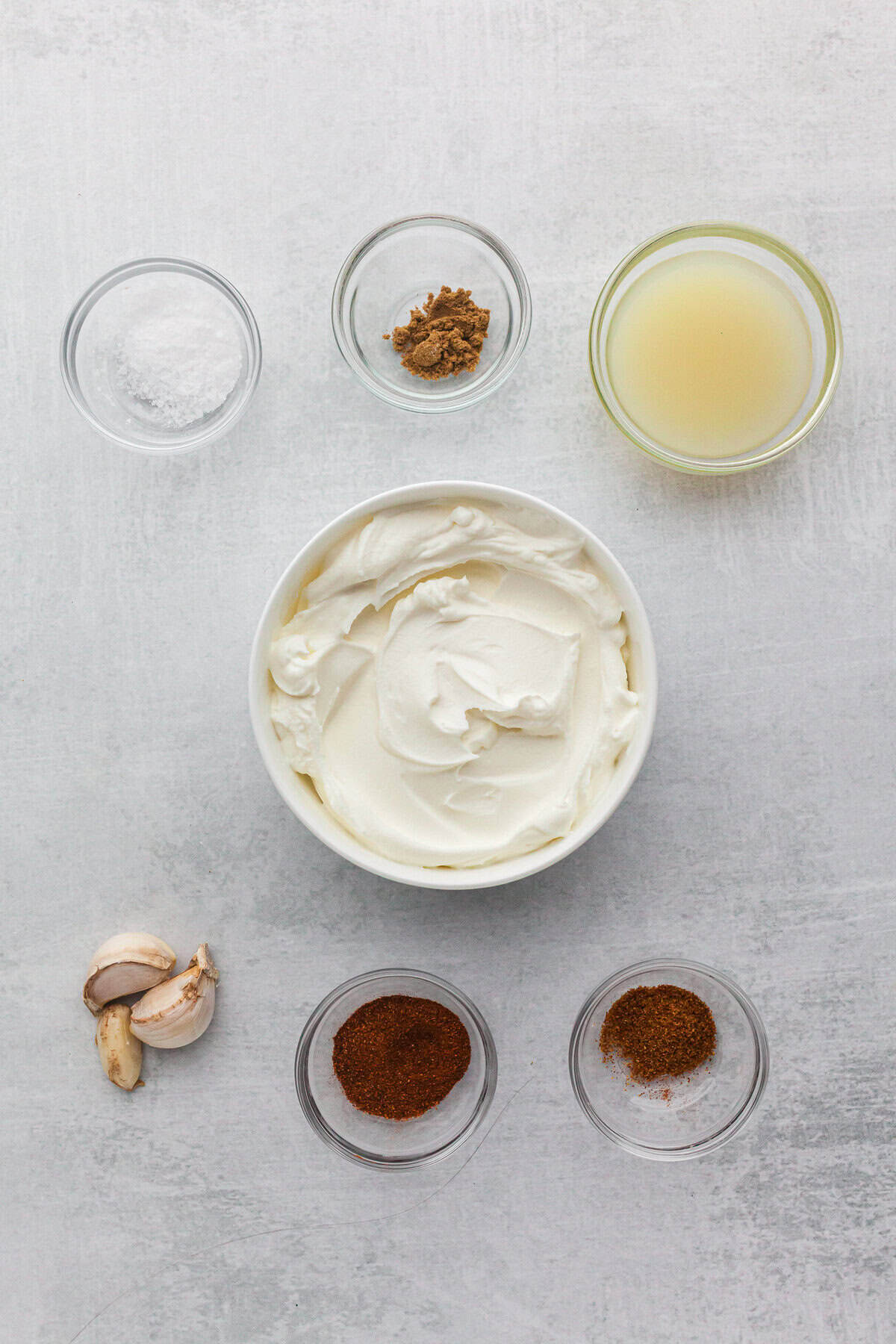 yogurt, lime juice, paprika, cumin and galic 