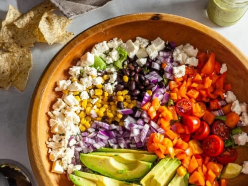 mexican green salad with jalapeno cilantro dressing Mexican Chopped Salad with Cilantro-Honey-Lime Vinaigrette